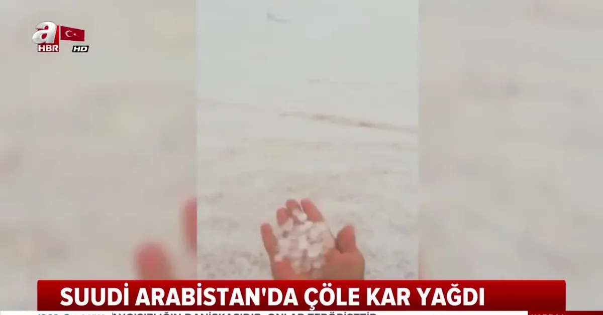 Suudi Arabistan'da çöle kar yağdı