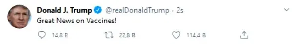 Kovid-19 aşısıyla ilgili Trump’tan dünyayı heyecanlandıran paylaşım
