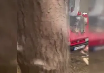 Elazığ’da park halindeki araç alev aldı