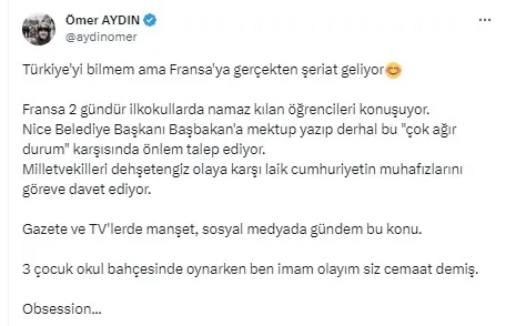 Fransa’da gündem namaz kılan Müslüman öğrenciler! Büyük rahatsızlık sonrası Başbakan’a mektup: Bu ağır bir durum acil önlem alın