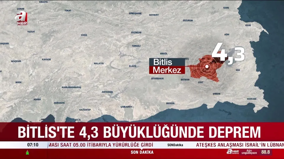 Bitlis’te 4,3 büyüklüğünde deprem!