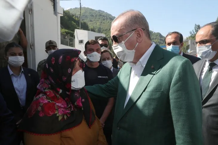 Başkan Erdoğan sel felaketinin yaşandığı Giresun’da! Bölgeyi havadan inceledi