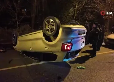 Beykoz’da otomobil takla attı