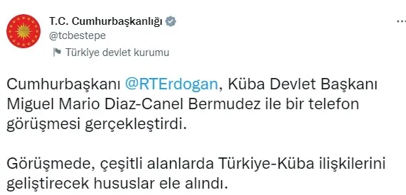 Başkan Erdoğan, Küba Devlet Başkanı Bermudez ile görüştü! Ekonomi ve iş birliği vurgusu - 1