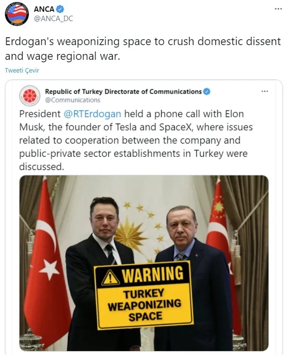 Başkan Erdoğan-Elon Musk görüşmesini hedef aldılar! ANCA'dan iğrenç saldırı - 2
