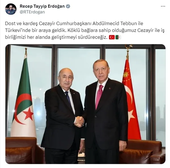 Başkan Erdoğan’dan diplomasi trafiği! Cezayir Cumhurbaşkanı ve Polonya Cumhurbaşkanı’nı kabul etti