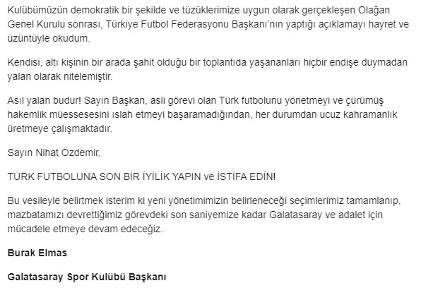 Galatasaray Başkanı Burak Elmas'tan TFF istifa çağrısı - 4