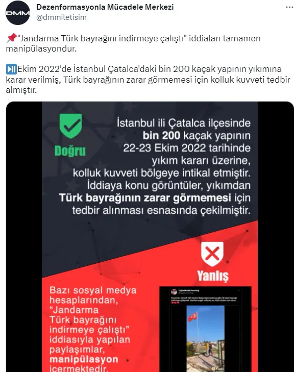 1677493406122.jpg Depremle ilgili Dezenformasyon Bülteni yayımlandı! "Jandarma Türk bayrağını indirmeye çalıştı" iddiaları yalanlandı - 8