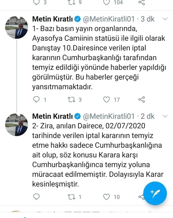 Ayasofya kararına temyiz iddiası yalan çıktı