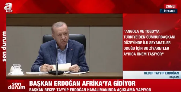 Son dakika: Başkan Recep Tayyip Erdoğan Afrika’ya gitti! Havalimanında önemli açıklama