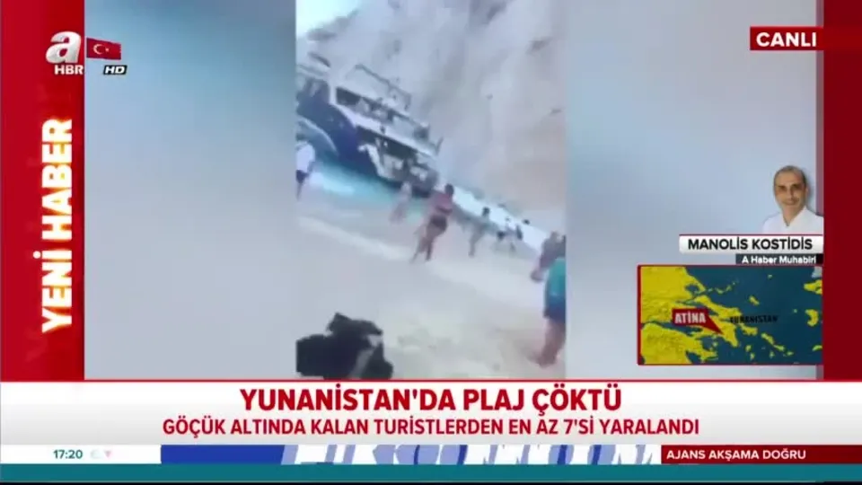 Yunanistan’da plaj çöktü!
