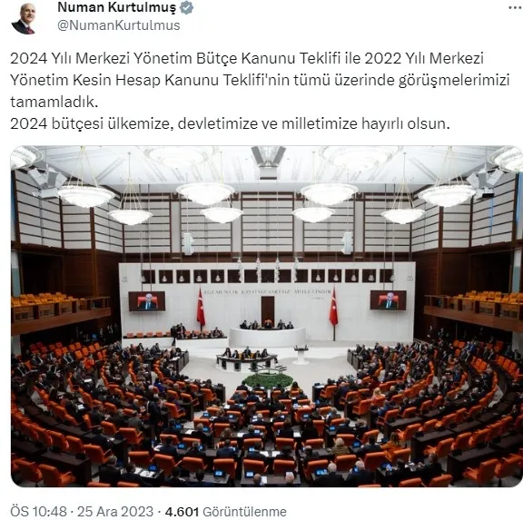 Son dakika | 2024 Merkezi Yönetim Bütçe Kanunu Teklifi TBMM’de kabul edildi
