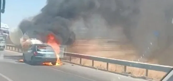 Gaziantep’te seyir halindeki otomobil alev alev yandı!