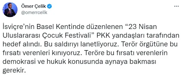Son dakika: AK Parti'den İsviçre'deki PKK saldırısına sert tepki! Teröre bu fırsatı verenler hukuk konusunda aynaya bakmalı - 1