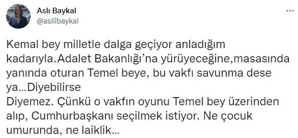 1670842596164.jpg CHP'den istifa eden Aslı Baykal'dan Kemal Kılıçdaroğlu'na sert tepki! Bakanlığa yürüyeceğine Temel Bey'e savunma desin - 5