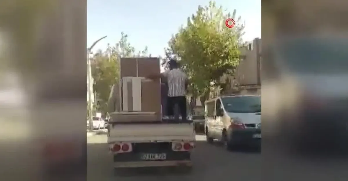 Adıyaman’da şaşkına çeviren görüntü! Seyir halindeki kamyonette spor yaptı