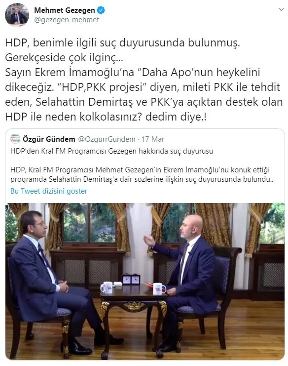 HDP’den Gezegen Mehmet olarak tanınan radyocu Mehmet Akbay’a suç duyurusu