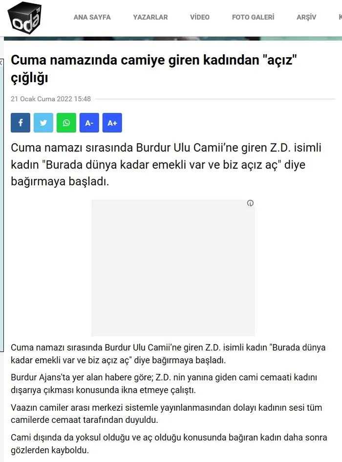 Son dakika: Burdur Valiliğinden camide açız diye bağıran kadın hakkında açıklama