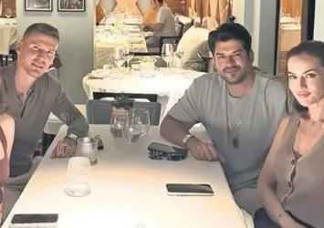 Burak Özçivit ile Fahriye Evcen Fenerbahçeli futbolcuyla bir araya geldi