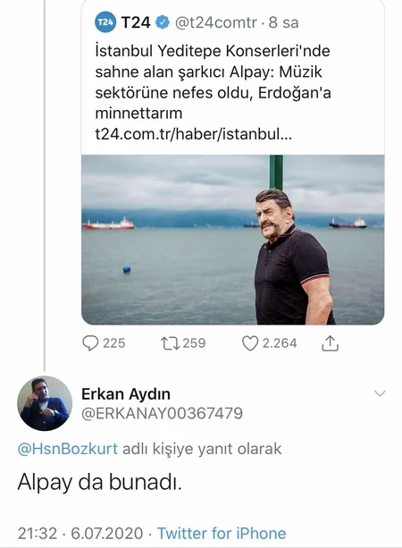 Usta sanatçı Alpay, Başkan Erdoğan’a teşekkür etti, linç edildi!