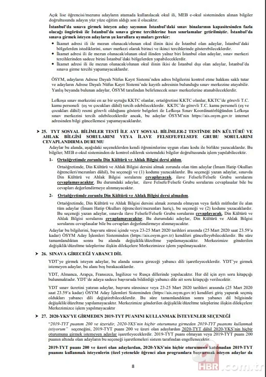 YKS başvuru kılavuzu tam 142 sayfa! YKS 2020 başvurusu yapmadan mutlaka okuyun! İşte 2020 YKS başvuru kılavuzu 12