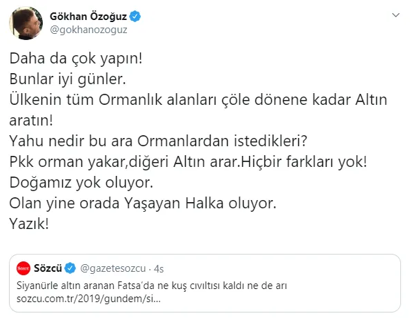 Gökhan Özoğuz’dan skandal paylaşım! Devletle PKK’yı bir tuttu