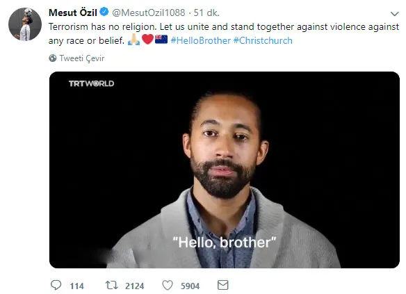 Mesut Özil’den Hello Brother mesajı