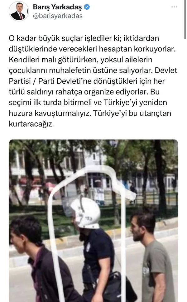 1683488765404.jpg CHP fondaşı Barış Yarkadaş Türk polisini hedef gösterdi! Paylaşımı yalan çıkınca silmek zorunda kaldı... - 5