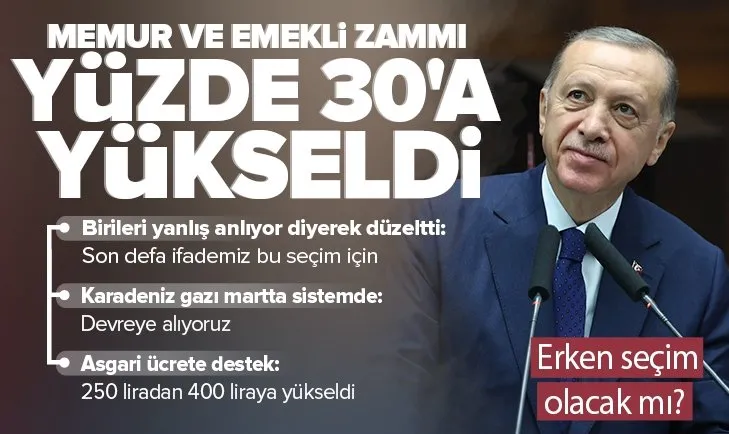 Son dakika: 2023 yılının ilk AK Parti Grup Toplantısı | Başkan Erdoğan müjdeyi verdi: Emekli ve memura zammı yüzde 30’a yükseltti