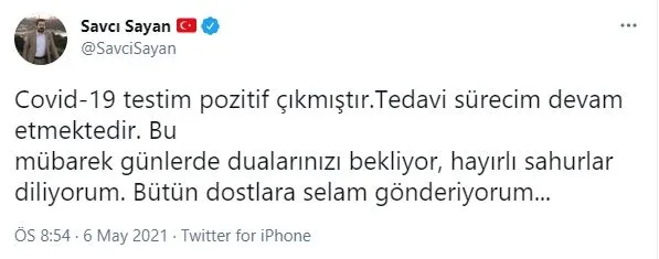 Ağrı Belediye Başkanı Savcı Sayan'ın Kovid-19 testi pozitif çıktı - 1