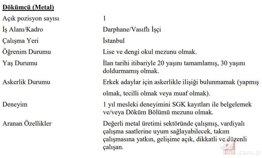 10 Farklı kadro, KPSS şartı yok ve en az ilkokul mezunu işçi alımı başladı! Darphane İŞKUR üzerinden başvuruları topluyor… 10