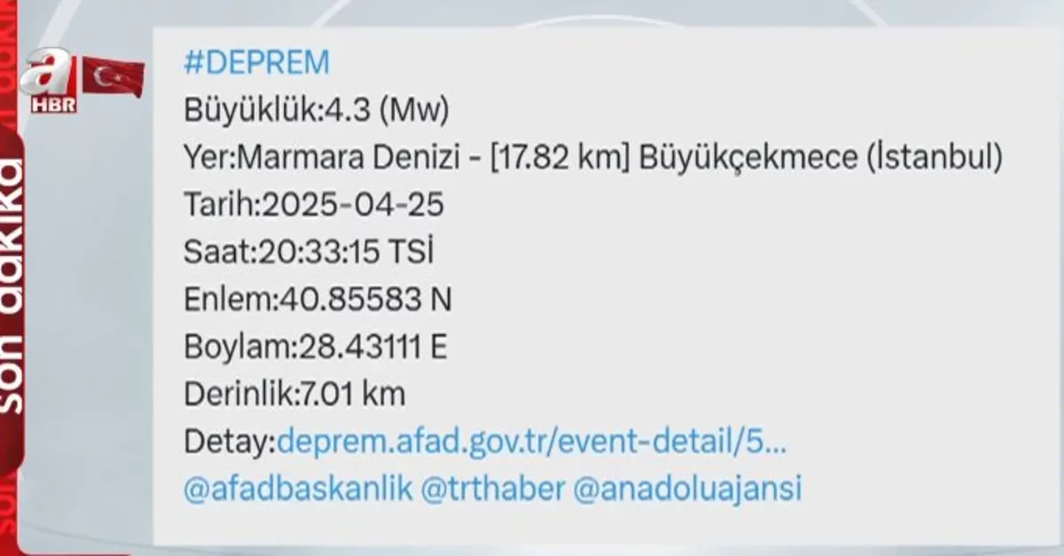 İstanbul'da 4.3'lük yeni artçı sarsıntı!