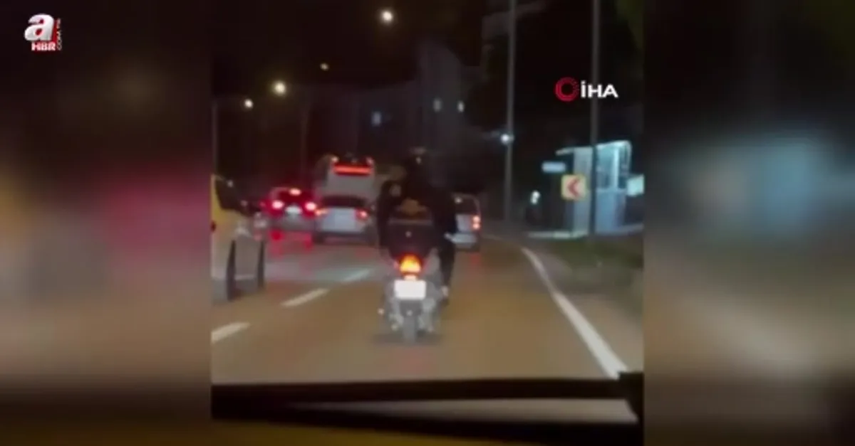 Motosiklete ters bindi!