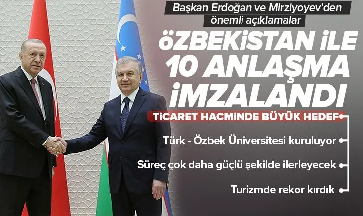 SON DAKİKA: Başkan Erdoğan ve Özbekistan Cumhurbaşkanı Şevket Mirziyoyev’den önemli açıklamalar