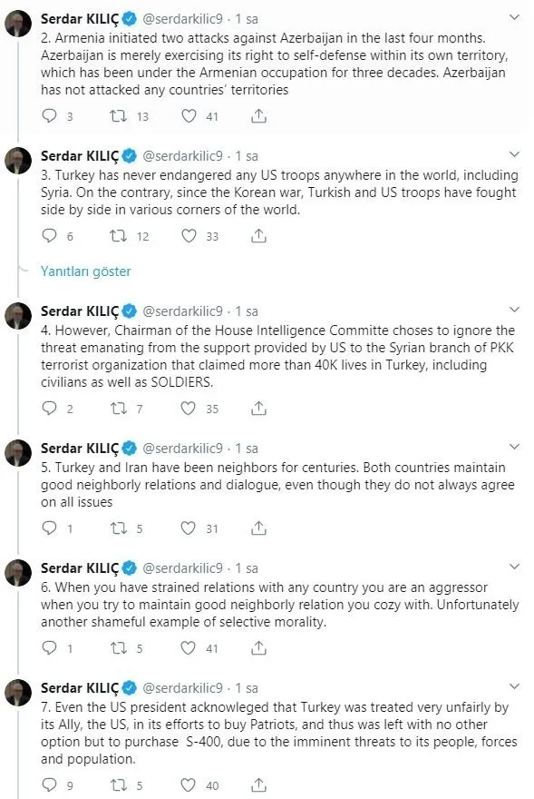 Washington Büyükelçisi Serdar Kılıç'tan Adam Schiff'te yanıt: Azerbaycan başka bir ülkenin topraklarına saldırmıyor - 2