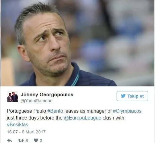 Olympiakos'ta Paulo Bento'nun görevine son verildi - 1
