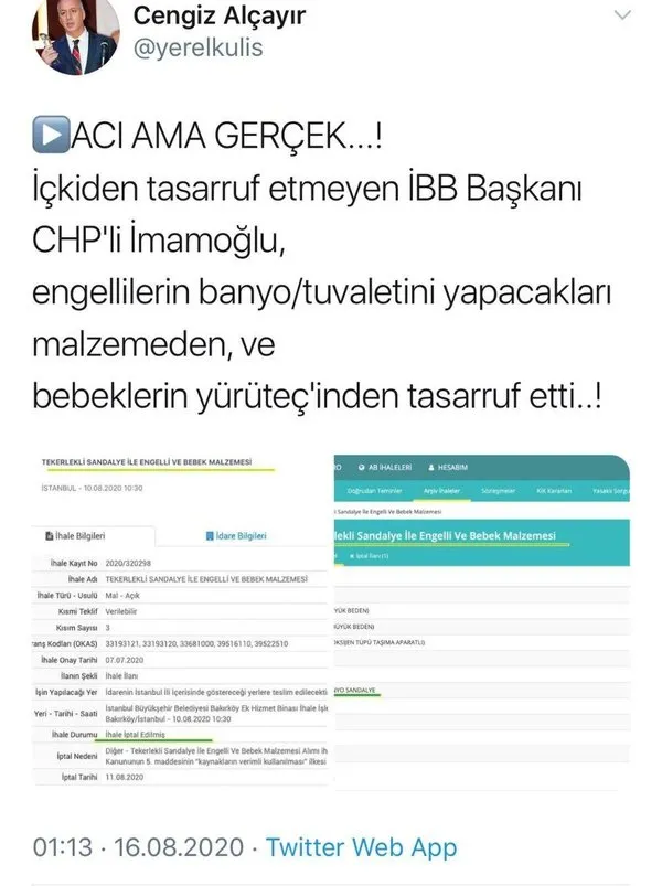 Ekrem Imamoglu Yonetimindeki Chp Li Ibb Ickiye Kaynak Buldu Tekerlekli Sandalyeye Bulamadi A Haber Son Dakika Gundem Haberleri