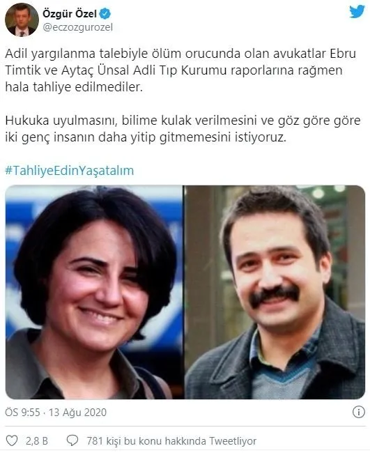 CHP’li Özgür Özel teröristler için çağrı yaptı: DHKP-C üyesi Timtik ve Ünsal tahliye edilsin