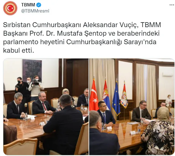 TBMM Başkanı Şentop Sırbistan Cumhurbaşkanı Vuçiç ile görüştü - 1