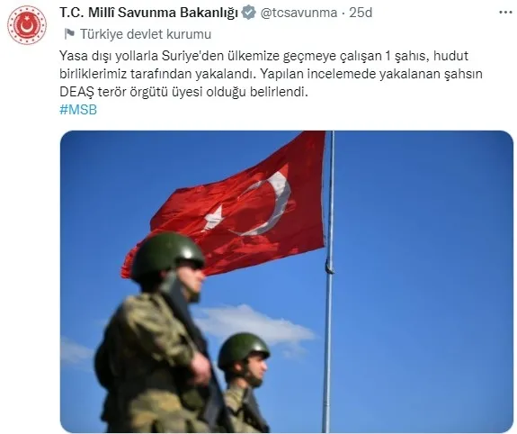 MSB'den son dakika açıklaması: DEAŞ'lı terörist yakalandı - 1