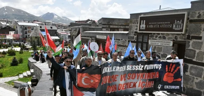 Hekim ve sağlıkçılar Erzurum'da Gazze için yürüdü!