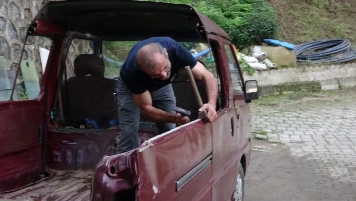 Mitsubishi L 300 panelvan aracına öyle bir şey yaptı ki! Karadeniz aklı yine iş başında