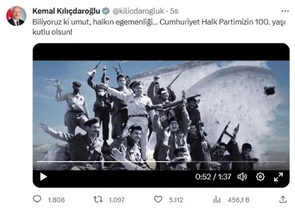 Kemal Kılıçdaroğlu’nun paylaştığı CHP’nin 100. yıl videosunda EOKA’lı teröristler yer aldı
