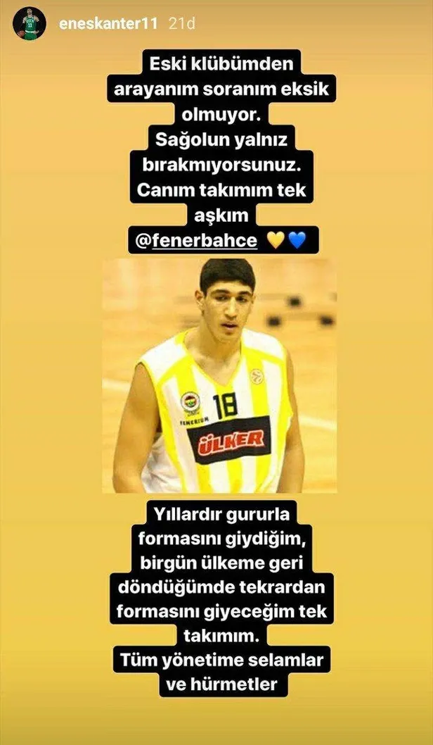 FETÖ'cü Enes Kanter'den Fenerbahçe'ye şok sözler! Enes Kanter Fenerbahçe'ye ne dedi? - 1