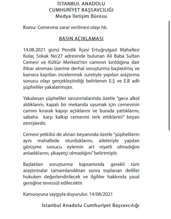 pendikteki-ali-baba-sultan-cemevinin-penceresini-kiran-suphelilerin-suc-dosyalari-kabarik-cikti-alkol-alip-uyumak-icin-cemevine-girmisler-1628971471268.jpg Pendik'teki Ali Baba Sultan Cemevi'nin penceresini kıran şüphelilerin suç dosyaları kabarık çıktı: Alkol alıp uyumak için cemevine girmişler - 2