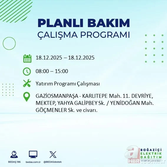 İlçe ilçe duyuruldu! İstanbul’da 10 saatlik elektrik kesintisi: BEDAŞ-AYEDAŞ listesi 14