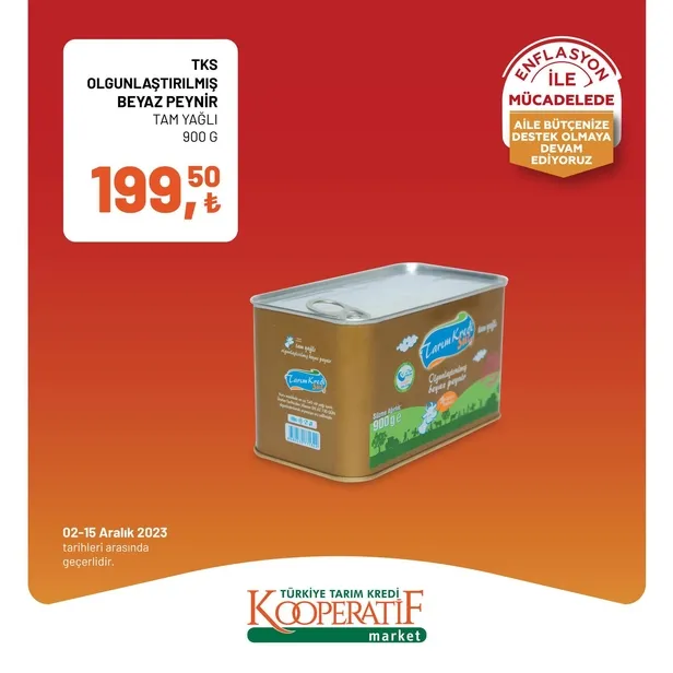 Tarım Kredi Market 11 Aralık indirim kataloğu çıktı! Dev rulo havlu, yumuşatıcı, çay, bütün piliç, tereyağı, tost peyniri, süt, beyaz peynir, pirinç ucuza satışta…