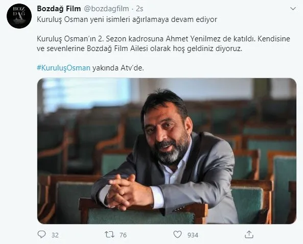 Kuruluş Osman’a bir usta oyuncu daha dahil oldu! Cüneyt Arkın’ın ardından…