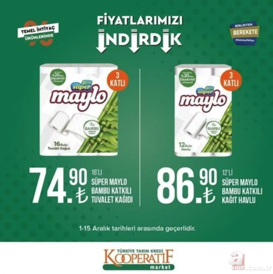 Tarım Kredi Market İNDİRİMLİ FİYAT LİSTESİ! 21,90 TL'den başlayan fiyatlar! Hafta sonu geldi sepetler dolup taşacak! Ayçiçek yağı, tuvalet kağıdı, mercimek, pirinç... 10