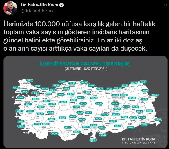 Son dakika: Sağlık Bakanı Fahrettin Koca mavi kategoriye dönen illeri açıkladı - 5